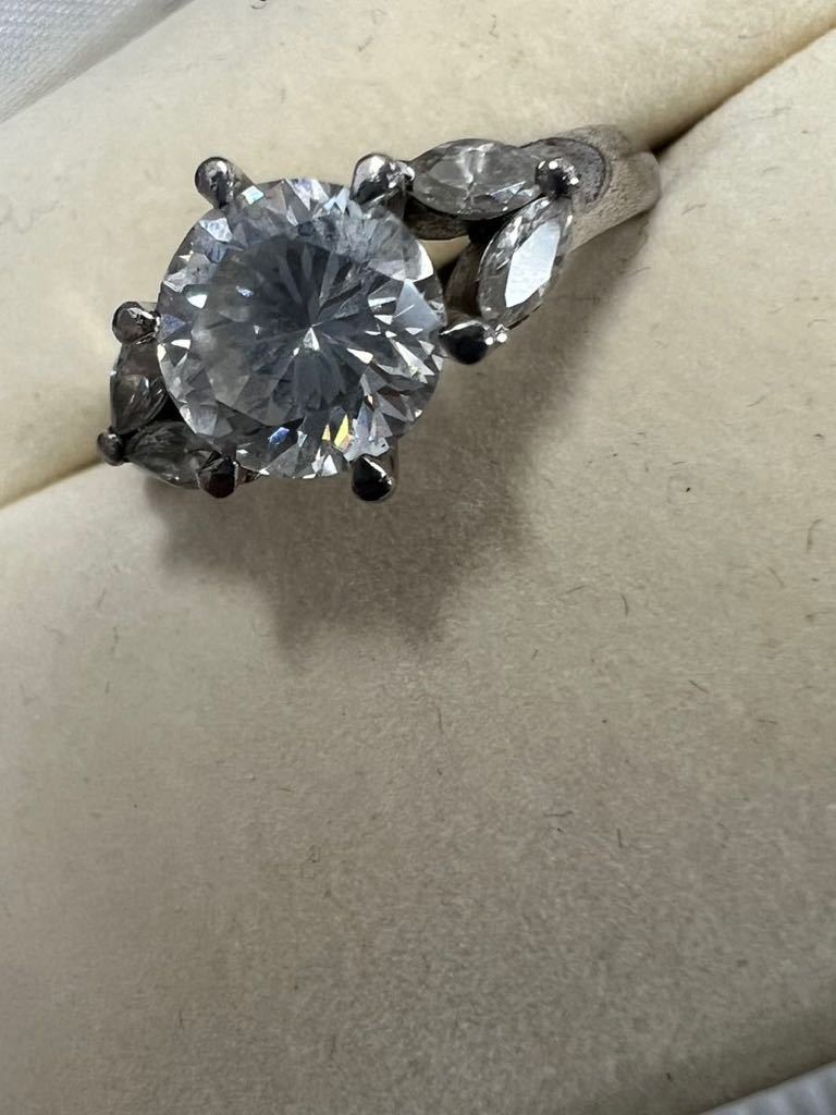 【1円〜】指輪　ps100刻印　2.00/0.60ct リング　プラチナ　シルバー　約4.8g_画像2