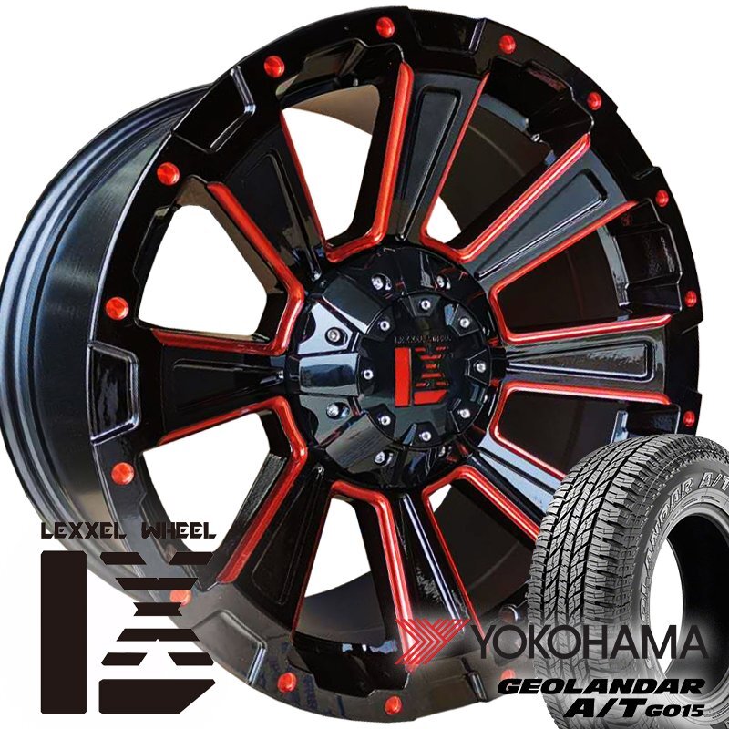 LEXXEL DeathRock プラド ハイラックス FJ サーフ ヨコハマ ジオランダーAT G015 265/65R17 265/70R17 285/70R17 タイヤホイール 17インチ