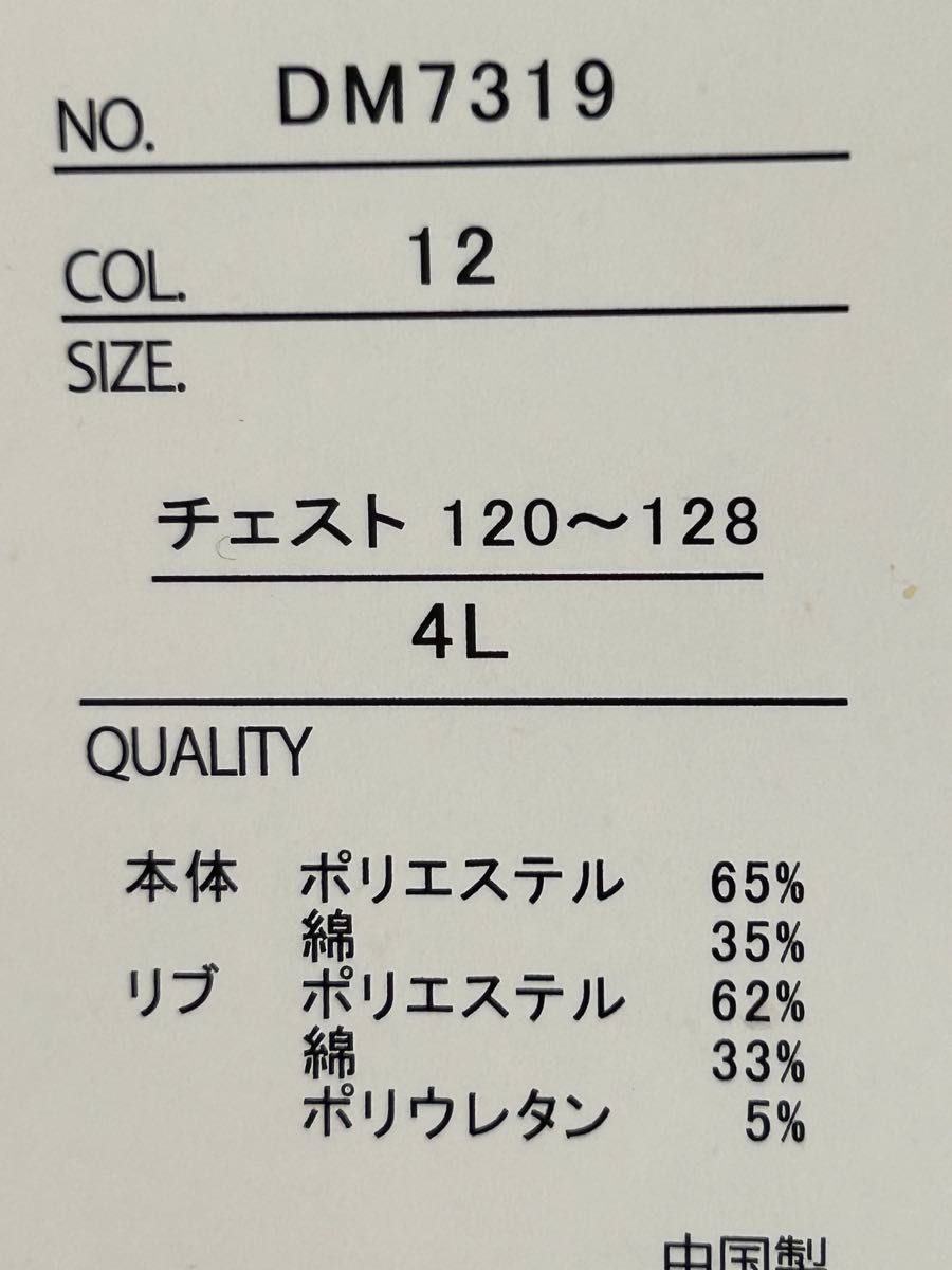 【特別価格】新品タグ付き 大きいサイズ4L T&C 裏起毛 トレーナー