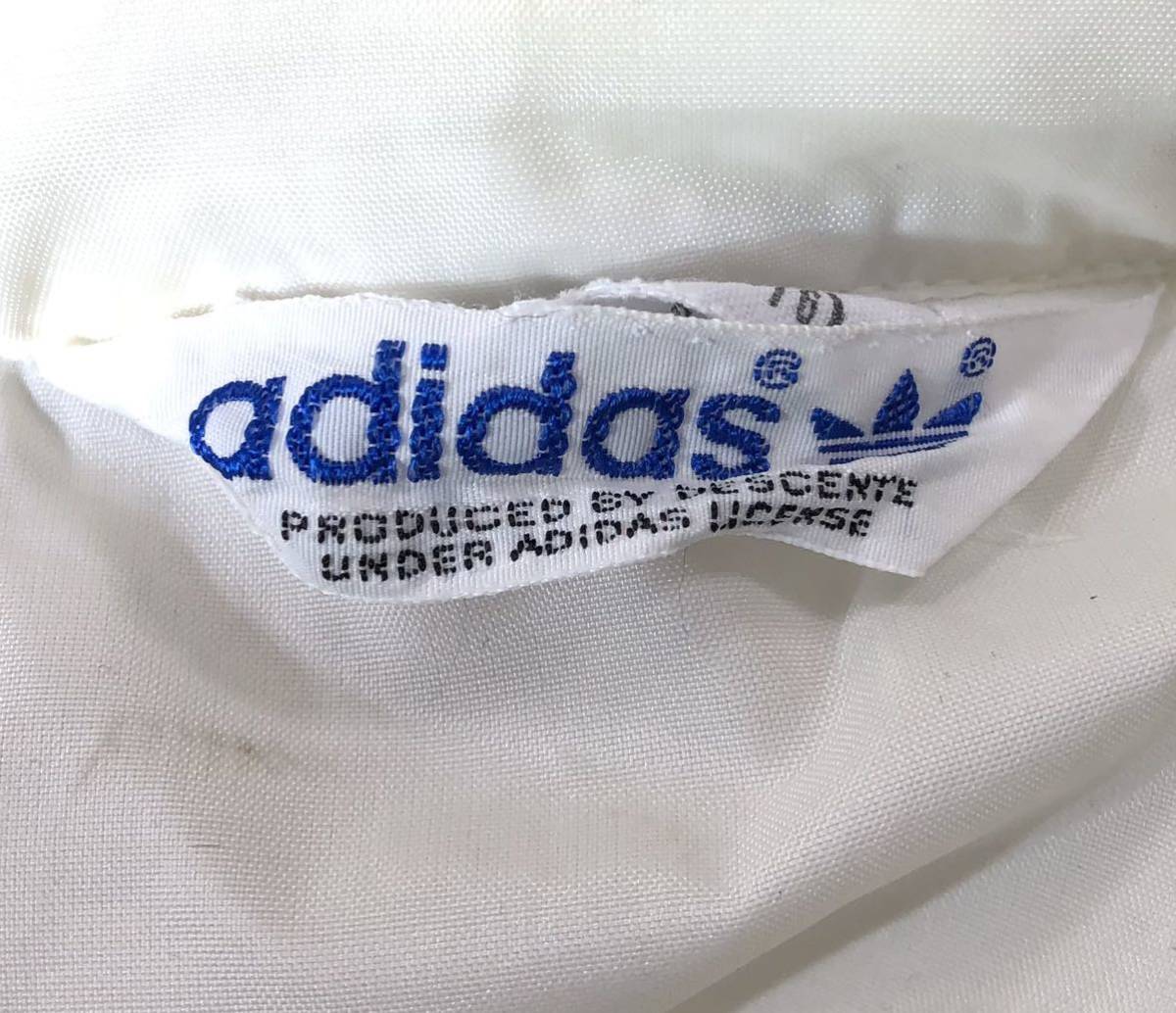 80s ヴィンテージ ■ adidas アディダス ■ トレフォイル ロゴ 刺繍 スリーライン ナイロン ジャケット オフホワイト M_画像4