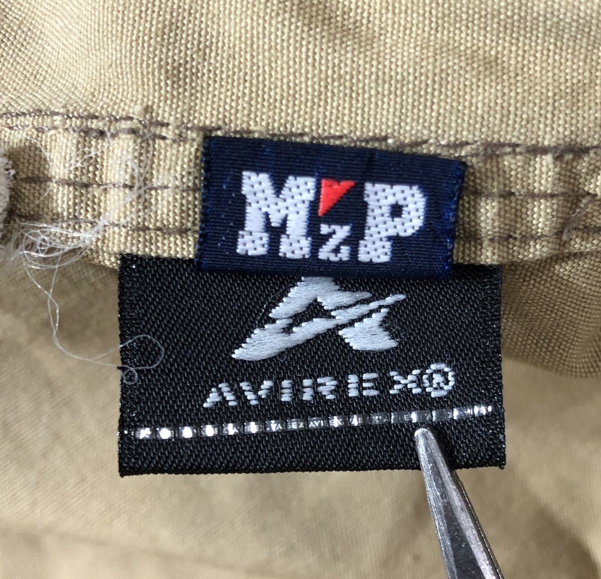 大きいサイズ ● AVIREX アヴィレックス ● M'zP 海軍U.S.NAVY ロゴ 刺繍 ワッペン ミリタリー シャツ ベージュ XL_画像6