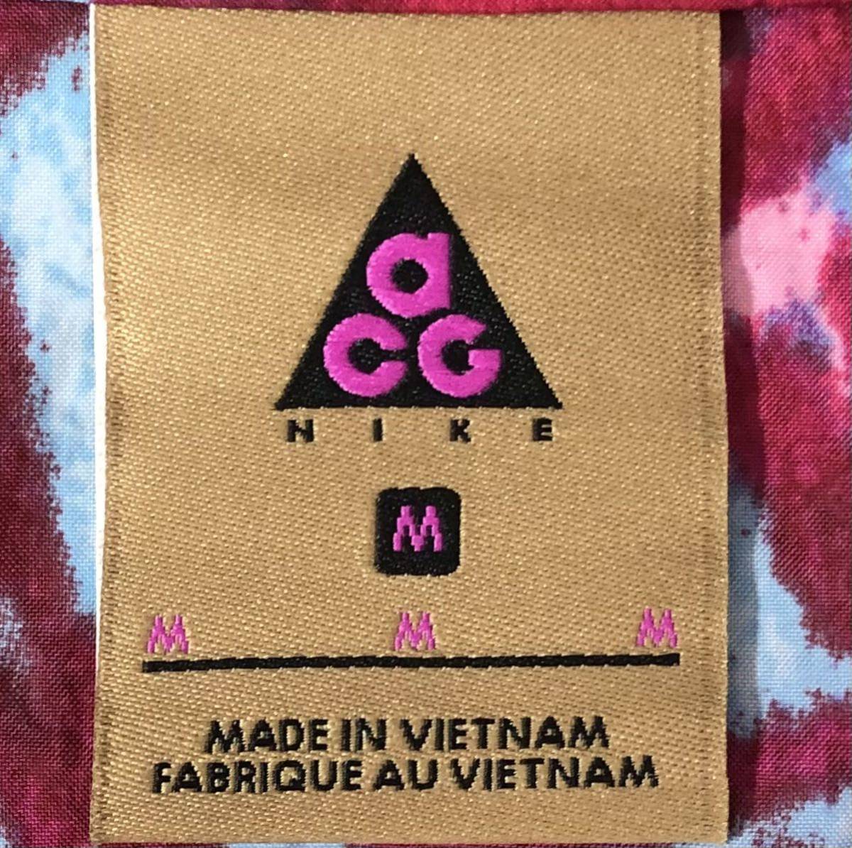 ■ NIKE ACG ナイキ エーシージー ■ ロゴ 刺繍 ナイロン 半袖 シャツ ジャケット ピンク系 M_画像4