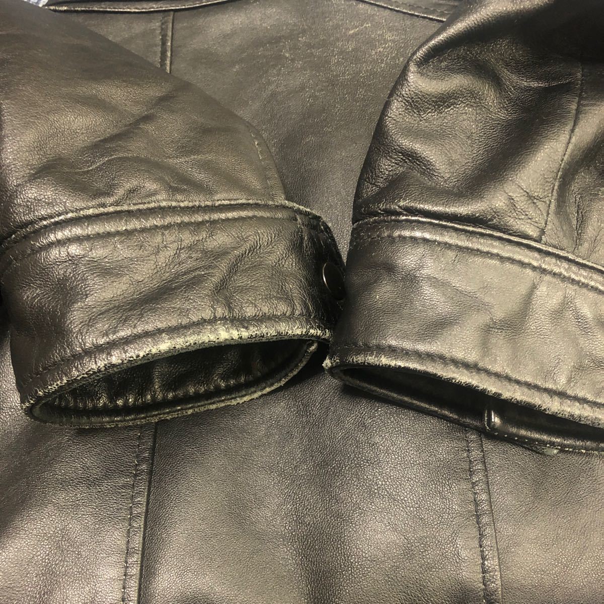# MK MICHEL KLEIN Michel Klein # fine quality original leather sheep leather sheep skin leather cotton inside go in single rider's jacket black 46