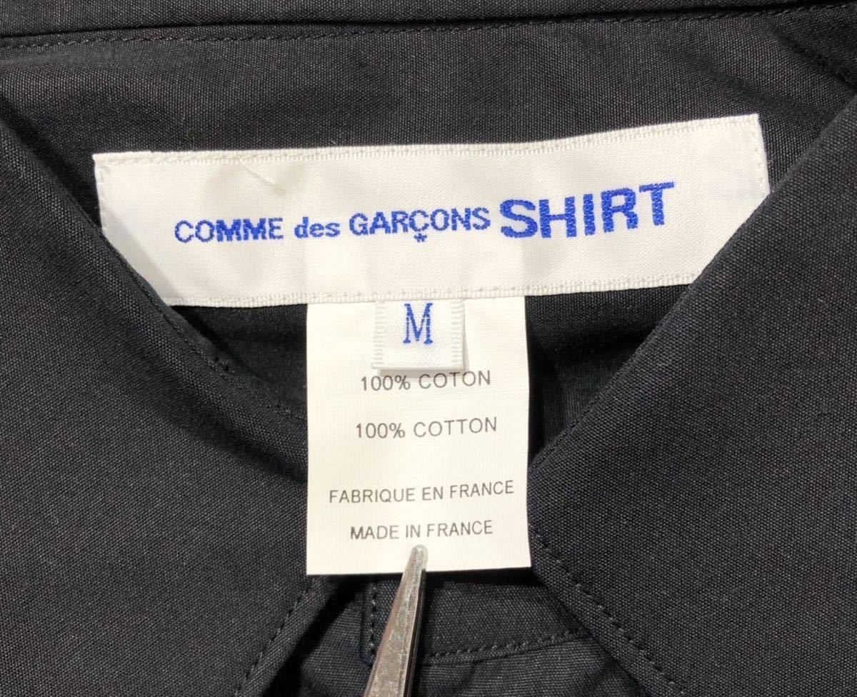 未着用 タグ付 定価7.1万 ● COMMEdesGARCONS SHIRT コムデギャルソンシャツ ● フリル 切替 デザイン コットン ボタン シャツ ブラック M_画像7