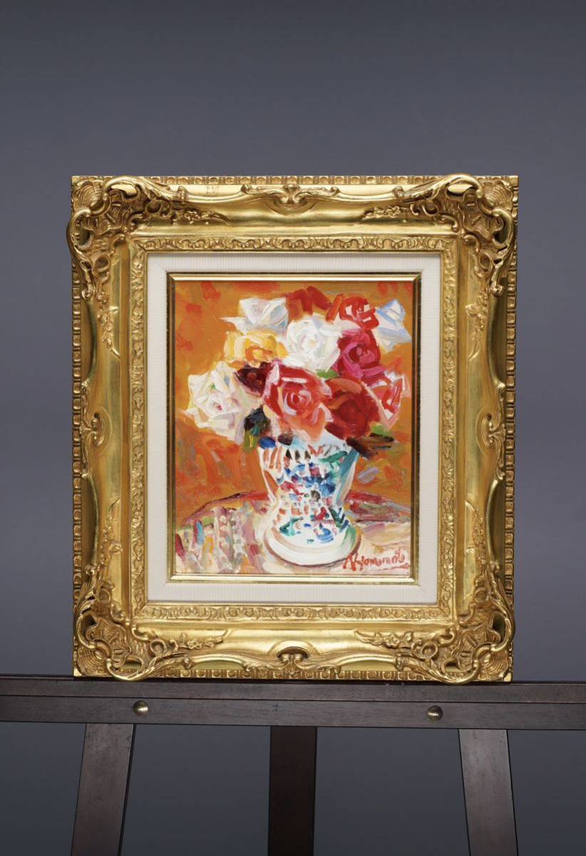油絵 薔薇 F3 S Yahoo!オークション - 【真作】山本仁吉【薔薇】油絵 F3号