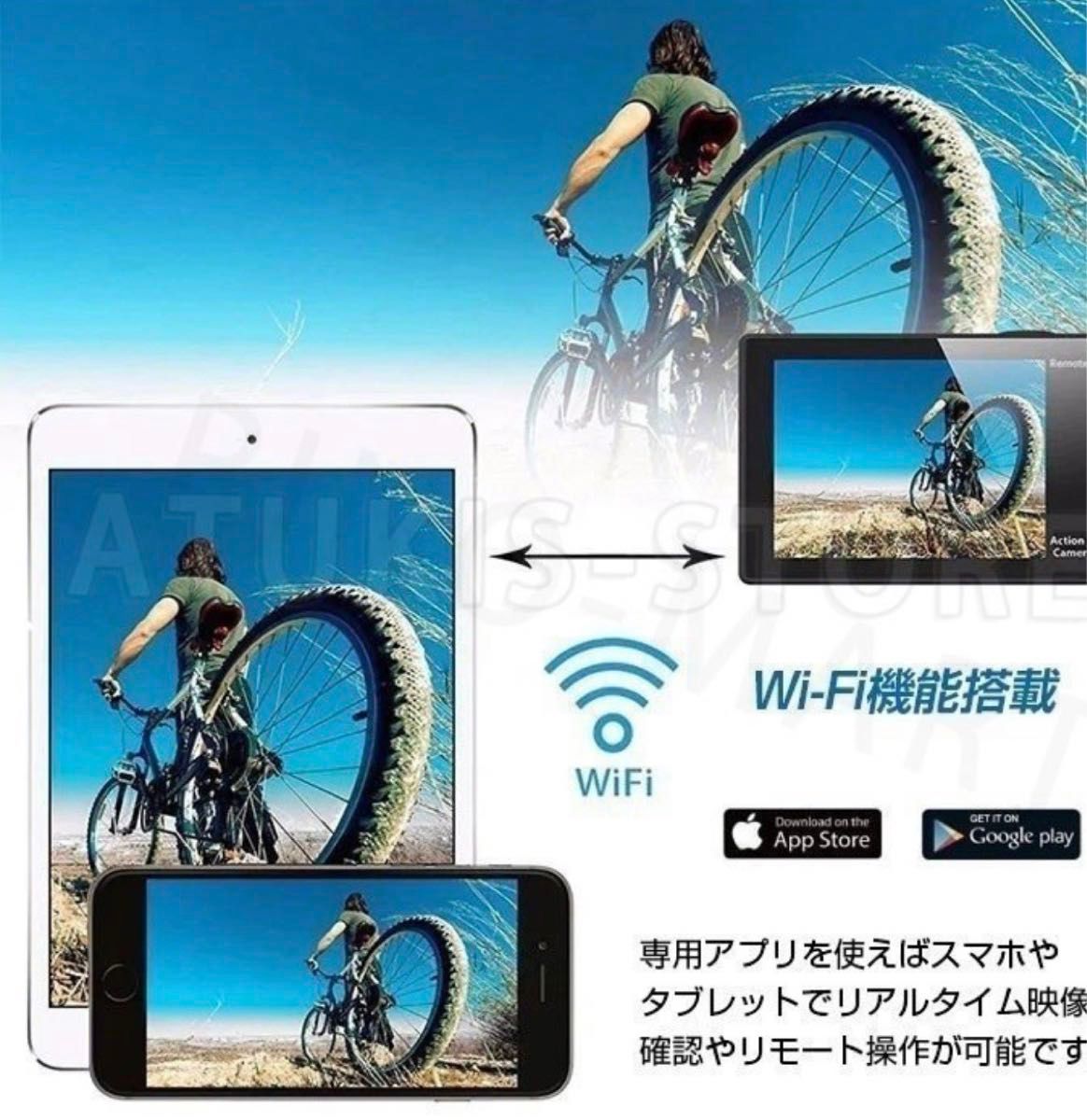 再入荷！アクションカメラ WiFi ビデオカメラ　高画質　4k 防水　リモコン付 カメラ 広角レンズ