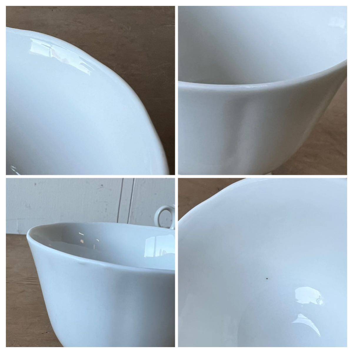 2個set 足付きカップ デットストック 白磁 陶器　検: マグカップ コーヒー 珈琲 ティーカップ デザートカップ カフェ レトロ ビンテージ_画像5