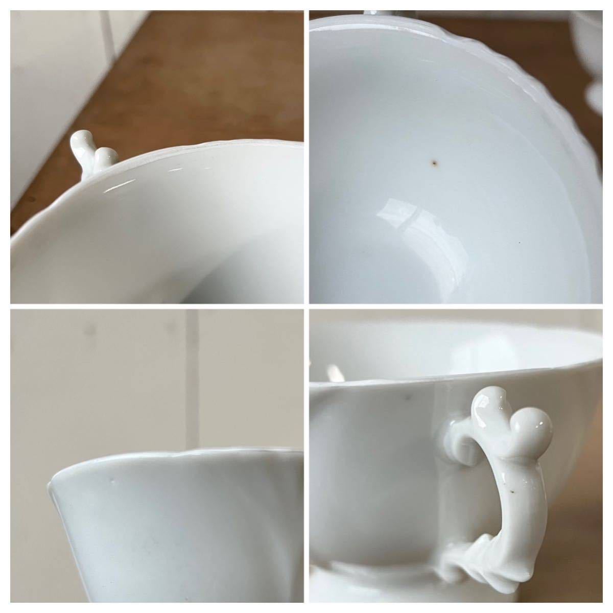 5個set 足付きレトロデザイン カップ デッドストック 白磁 陶器　検: コーヒー ティーカップ カフェ レトロ ビンテージ アンティーク_画像7