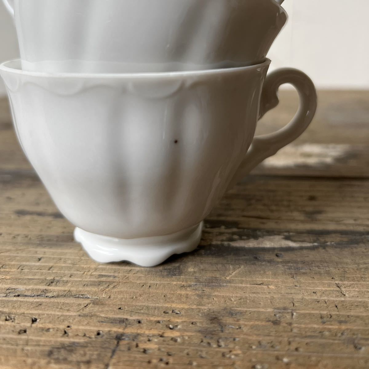 5個set レリーフデミカップ 大 デッドストック 白磁 陶器 検: コーヒー 珈琲 ティーカップ デザートカップ レトロ ビンテージ アンティーク_画像7