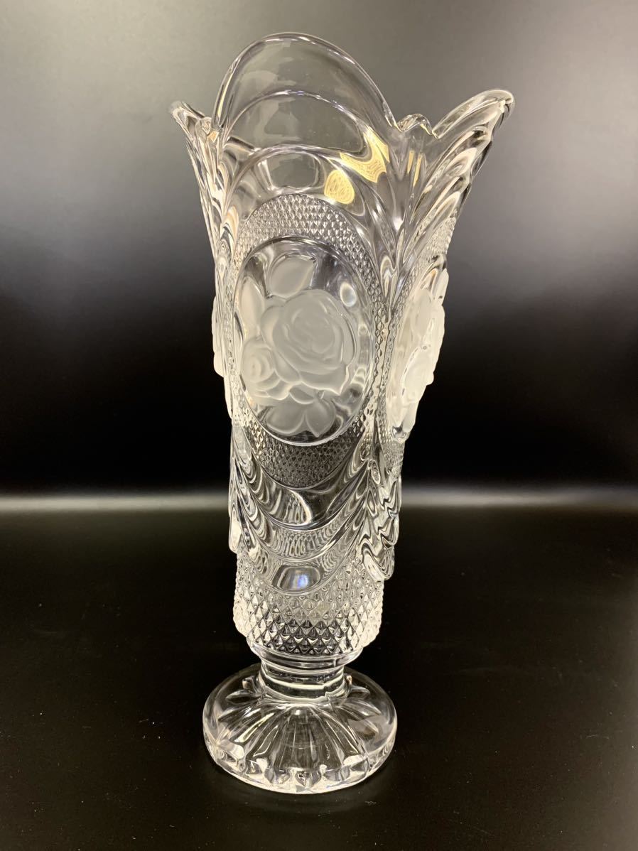 【未使用箱付き】高級 24% CRYSTAL PbO クリスタル ガラス 花瓶 カメイガラス フラワーベース 一輪挿し ボヘミア アート ガラス 花器_画像4