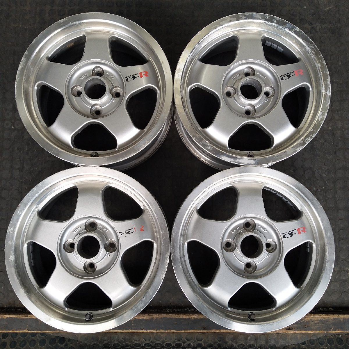 管理番号：A1-155【4本価格】【14×6J 4x100 ET+33 ハブ54】TOM'S C3-R・当時物 旧車等・店頭直接引取・適格請求書発行可能_画像1