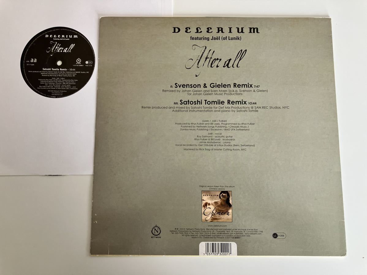 DELERIUM / After All feat.Jael(of Lunik) Remixes by Svenson & Gielen,Satoshi Tomiie NETTWERK US 5037703320017 03年盤,デレリウムの画像2