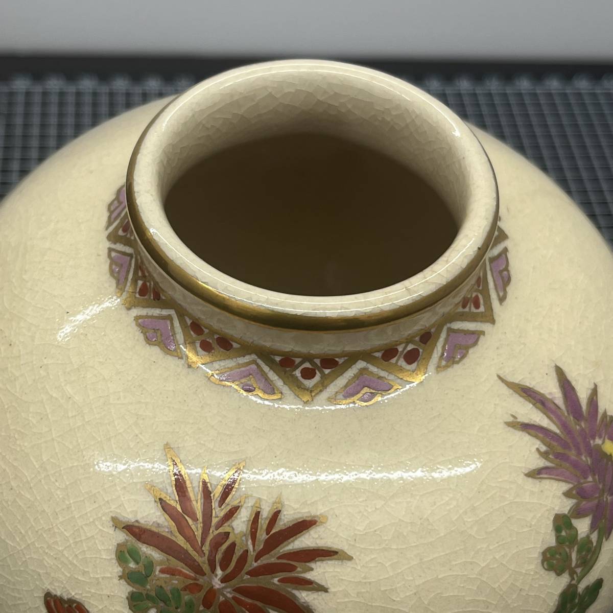 H#4607 *1 иен старт * ваза Satsuma .. украшение украшение предмет интерьер чайная посуда произведение искусства . Zaimei традиция прикладное искусство керамика с ящиком [ б/у товар ]
