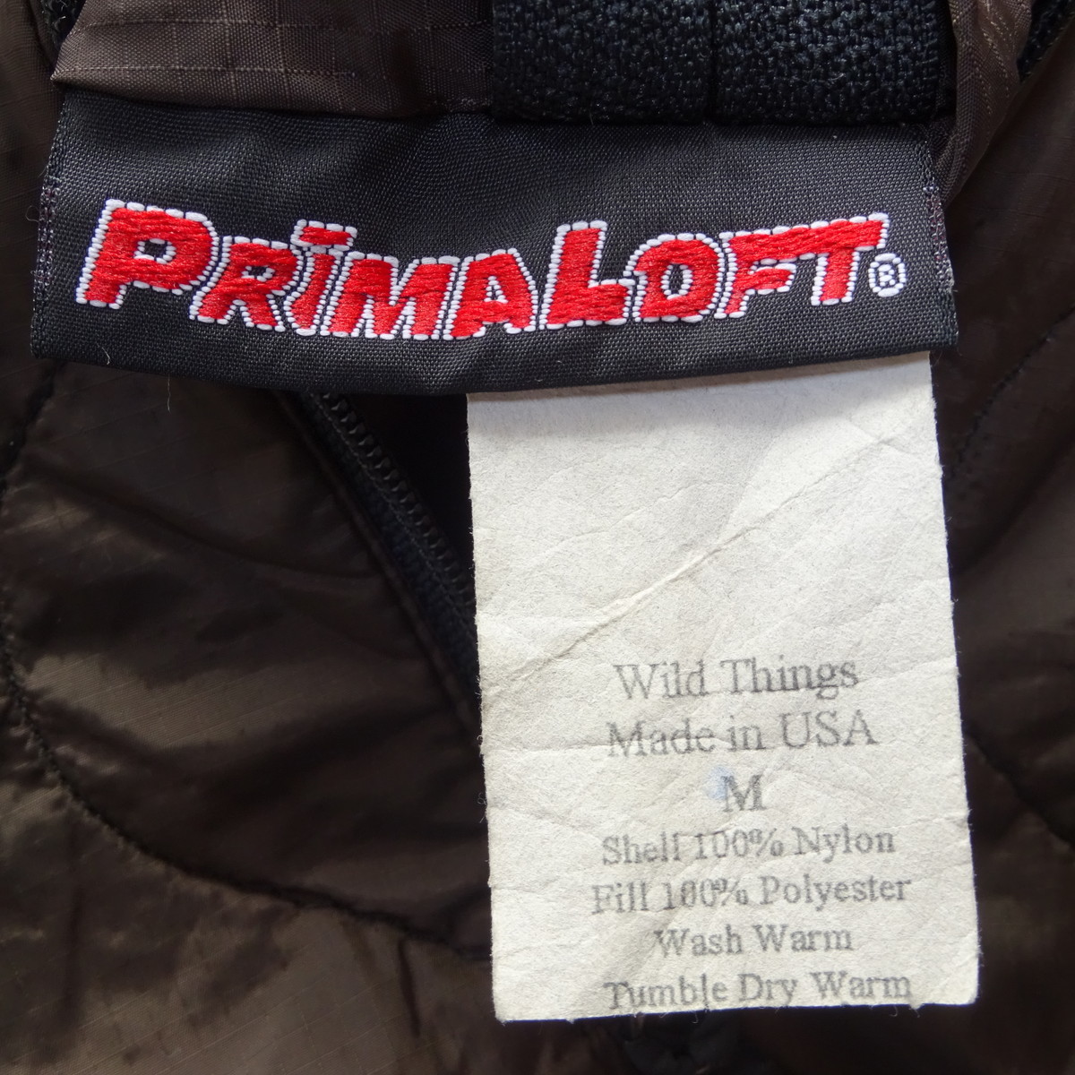 米国製 WILD THINGS PRIMALOFT ワイルドシングス プリマロフト リバーシブル 中綿入り キルティングジャケット 茶x黄 M_画像5