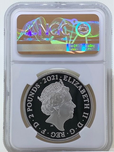 最高鑑定 2021 英国 不思議の国のアリス1オンス プルーフ 銀貨 NGC PF70UC ER 初鋳版 ロイヤルミント 保証書 リーフレット 元箱の画像4