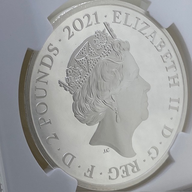 最高鑑定 2021 英国 不思議の国のアリス1オンス プルーフ 銀貨 NGC PF70UC ER 初鋳版 ロイヤルミント 保証書 リーフレット 元箱の画像8