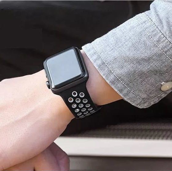  Apple watch Apple Watch sport band 38mm 40mm 41mm black gray Raver silicon belt lady's woman Nike type motion 