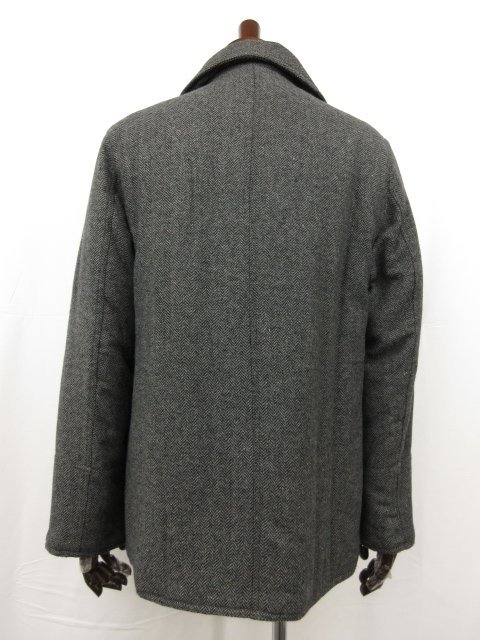 超美品【LHP エルエイチピー】27UH007 中綿入り ヘリンボーン柄ピーコート (メンズ) sizeL グレー系 ビジネスにもおすすめ♪■17MW2991■_画像3