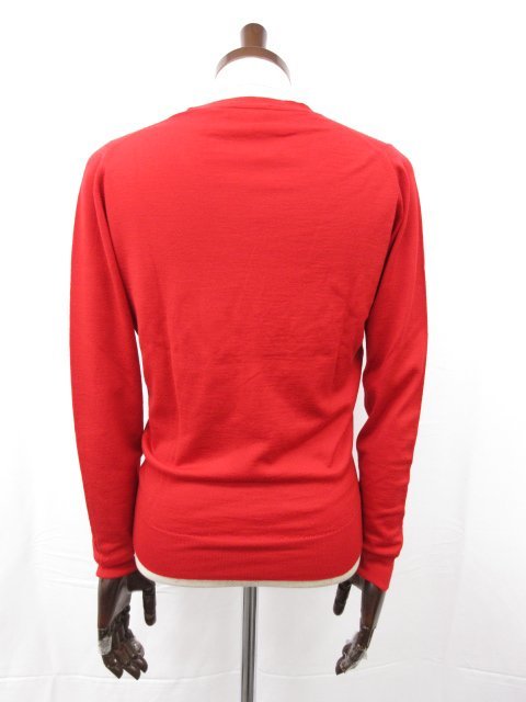 HH 美品 【ジョンスメドレー JOHN SMEDLEY】 ハイゲージ ニットカーディガン (メンズ) sizeS レッド ■29MN4883■_画像2