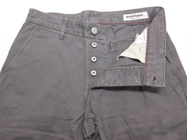 美品 【グロウン＆ソーン GROWN&SEWN】 コットンパンツ スラックス (メンズ) size31 グレー USA製 ■29MPA0273■の画像4