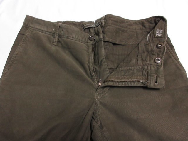 HH美品 【インコテックス INCOTEX】 ユーズド加工 ヴィンテージ コットンパンツ スラックス (メンズ) size31 カーキ ■29MPA0278■_画像4