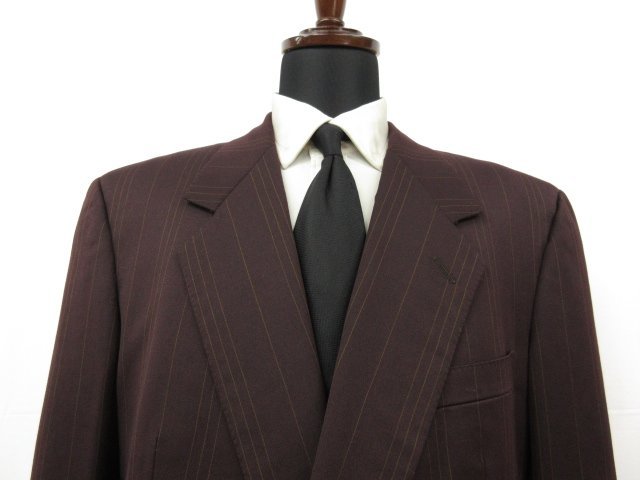 a- kai vu[ Gianni Versace kchu-ru] double 4 button suit ( men's ) size52~54 corresponding brown group stripe made in Italy #27RMS7813