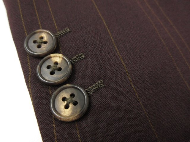 a- kai vu[ Gianni Versace kchu-ru] double 4 button suit ( men's ) size52~54 corresponding brown group stripe made in Italy #27RMS7813