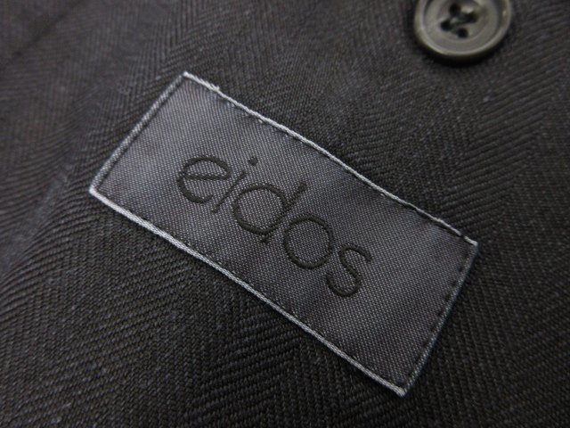 美品 【エイドス eidos】 コットン×リネン混 シングル3ボタン ジャケット (メンズ) size48R ネイビー系 ヘリンボーン柄 ■28MJ8799の画像7