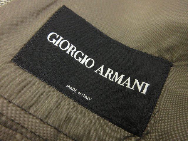 【GIORGIO ARMANI ジョルジオアルマーニ】 麻混 2ボタン スーツ (メンズ) size52R ベージュ系 ストライプ柄 イタリア製 ■27RMS7927_画像8