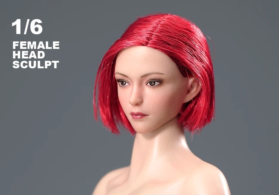 価格調整 交換 ヘッド アクションフィギュア 専用 1/6 女性 赤髪 ショートヘア 外国人 PVC ロングヘア レインボーヘッド 12inc 汎用 G788_画像3