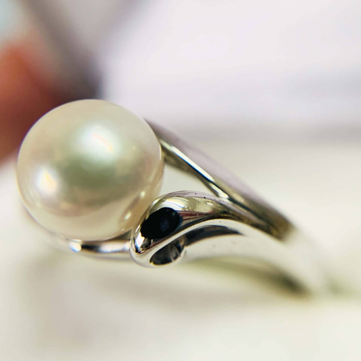 美品 天然本真珠 アコヤパール シルバー銀製 指輪リング サイズ約＃15 No.S279の画像2