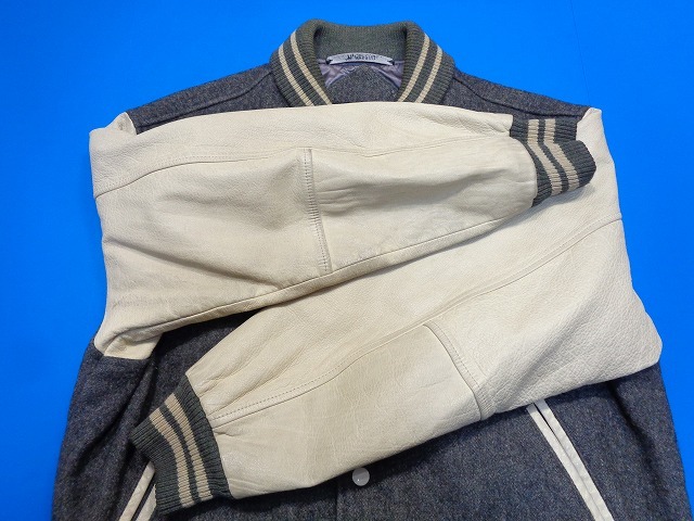 13056#McGREGORmakrega- рукав кожа куртка нашивка серый размер L Vintage 90s