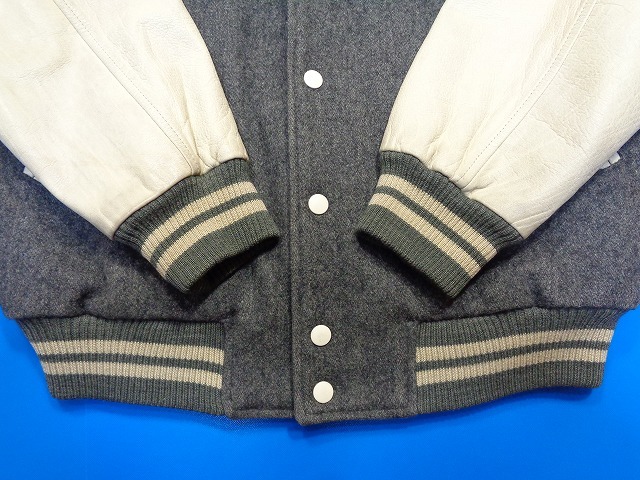 13056#McGREGORmakrega- рукав кожа куртка нашивка серый размер L Vintage 90s