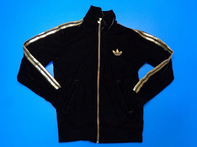 13494■美品 adidas originals アディダス オリジナルス ベロア ジャージ ジャケット 黒 金 サイズ S