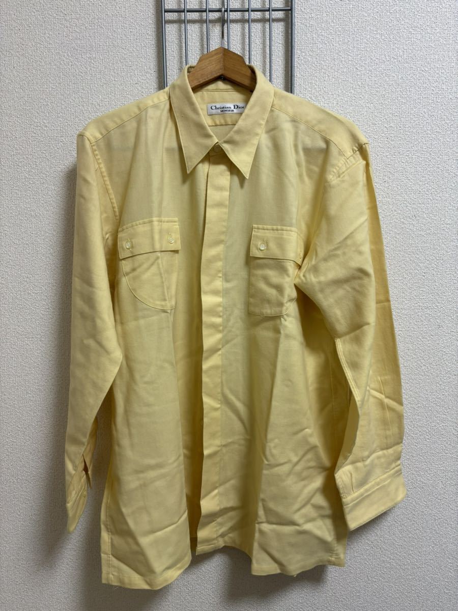 [Christian Dior MONSIEUR] Christian Dior wool shirt long sleeve yellow LL Y2505