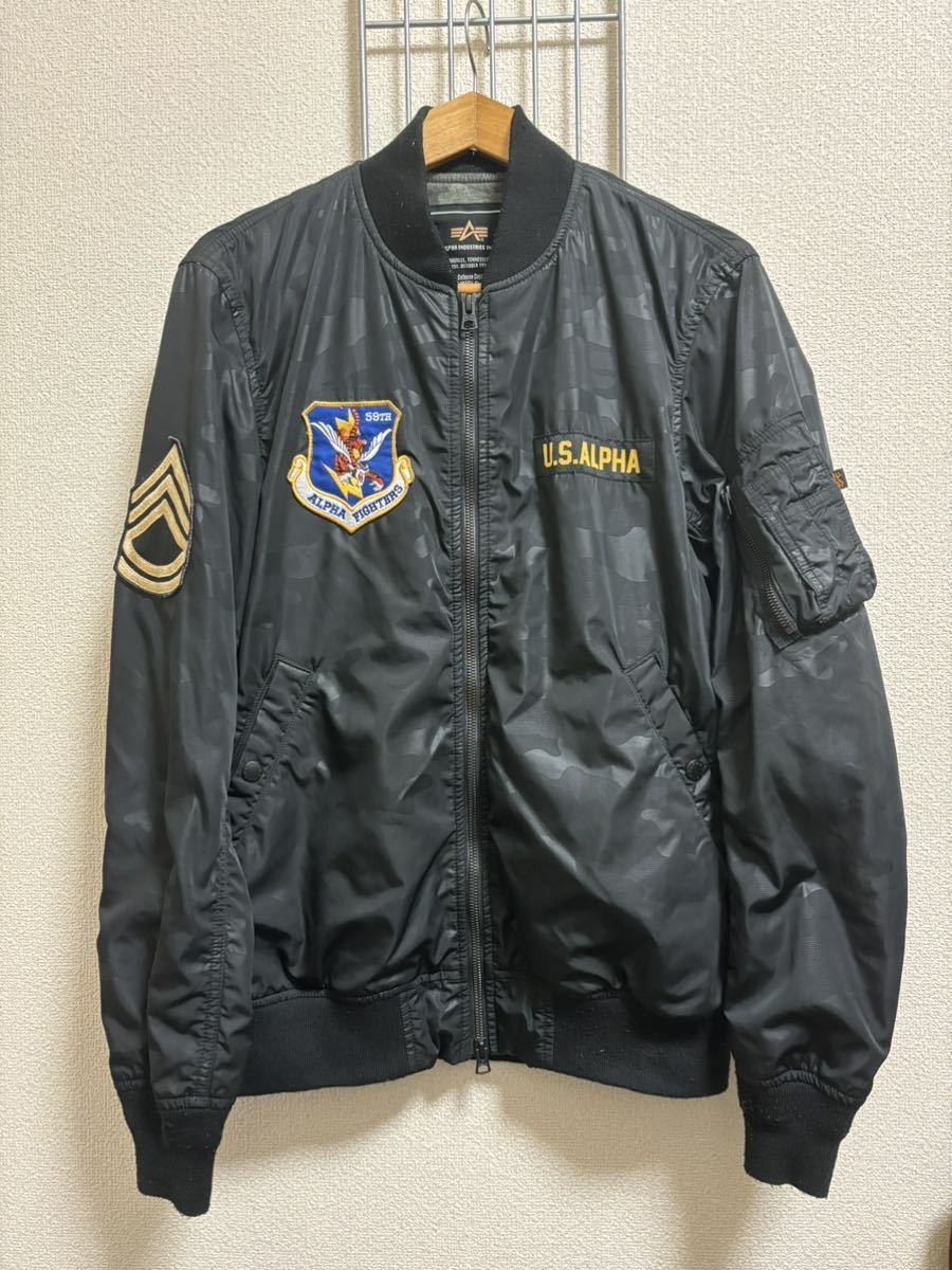 ［ALPHA INDUSTRIES INC.］アルファインダストリーズ　ジャケット　ブラック　L Y2555_画像1