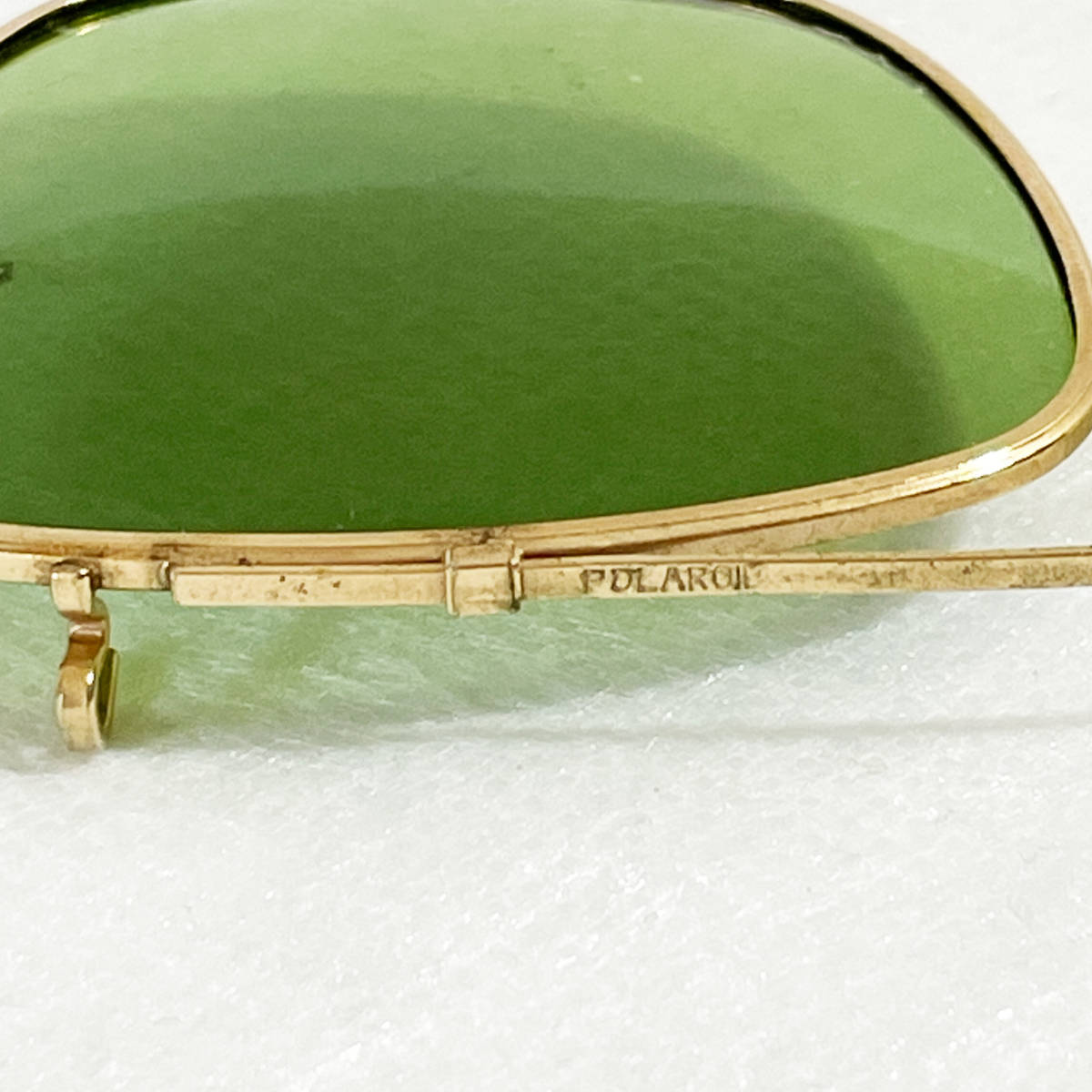 1970年代 ヴィンテージ POLAROID クリップオン サングラス ゴールドフレーム グリーンレンズ 眼鏡 60s70s80s レトロアンティーク/C7