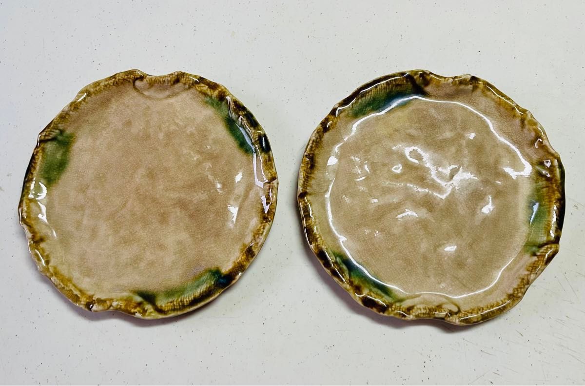 手焼きの皿 個性的 大小平皿3枚セット 中古 レトロ コレクション 和食器