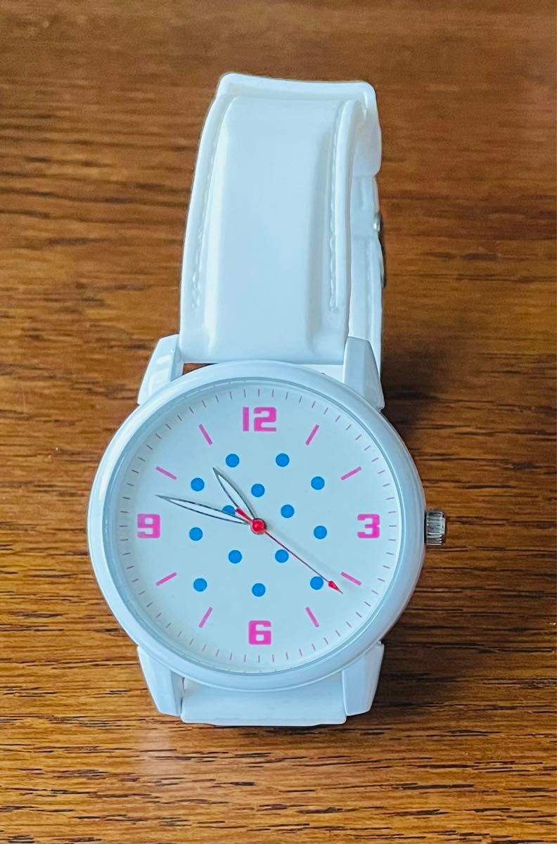 激レア カルピス 懸賞当選品 水玉 腕時計 大きな時計 白ラバーベルト 新品 非売品