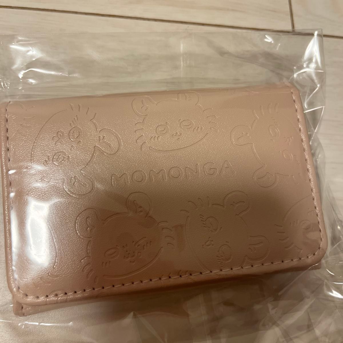 モモンガ カードケース ピンク ベージュ 薄ピンク しまむら アベイル 総柄 名刺入れ  財布 カードホルダー
