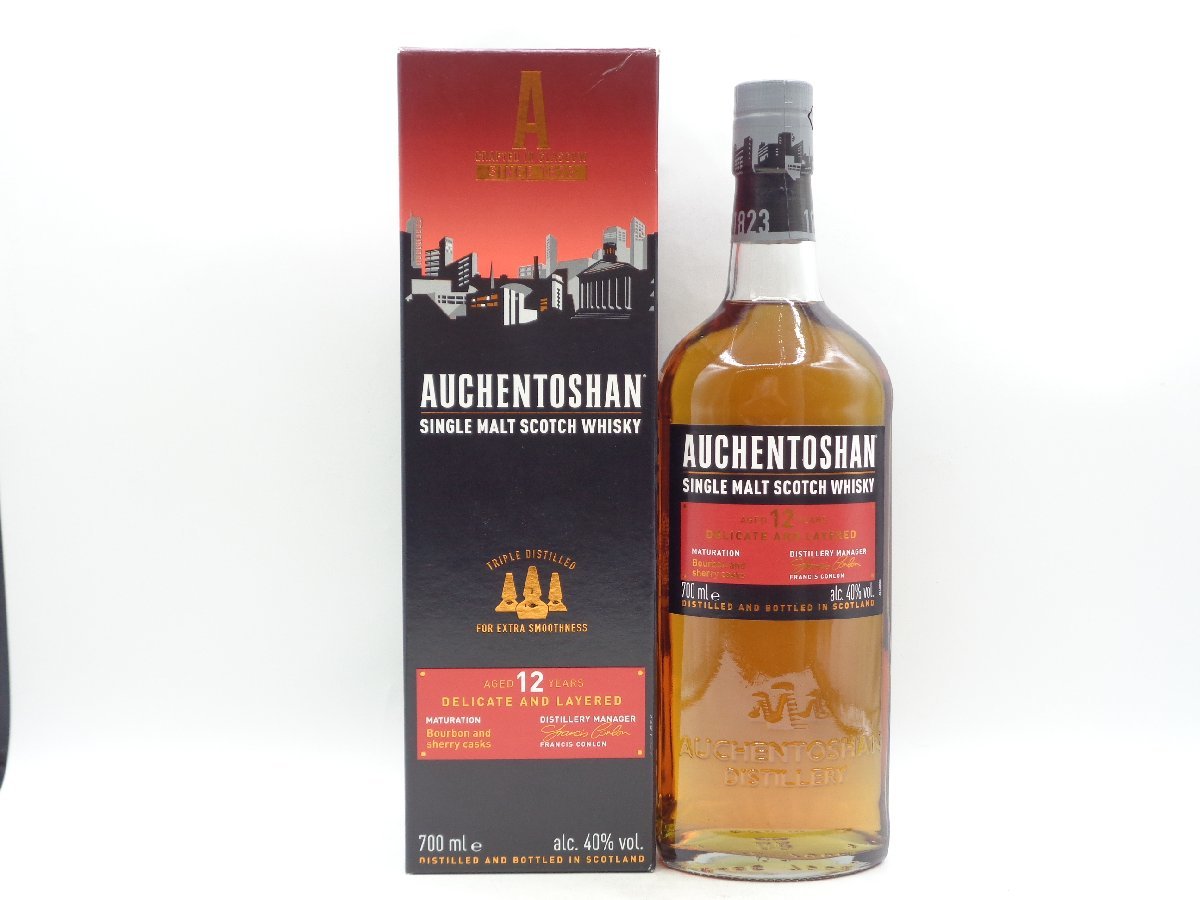 AUCHENTOSHAN 12年 オーヘントッシャン シングルモルト スコッチ ウイスキー 箱入 未開封 古酒 700ml 40% Q8206_画像1