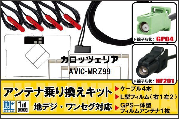 フィルムアンテナ GPS一体型ケーブル セット 地デジ ワンセグ フルセグ カロッツェリア carrozzeria 用 AVIC-MRZ99 対応 高感度_画像1