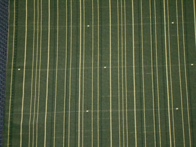 畳屋さん ☆ 縫製工場のハンドメイドノレン ☆ 最終出品  縞紬柄 千歳緑 180㎝丈の画像3