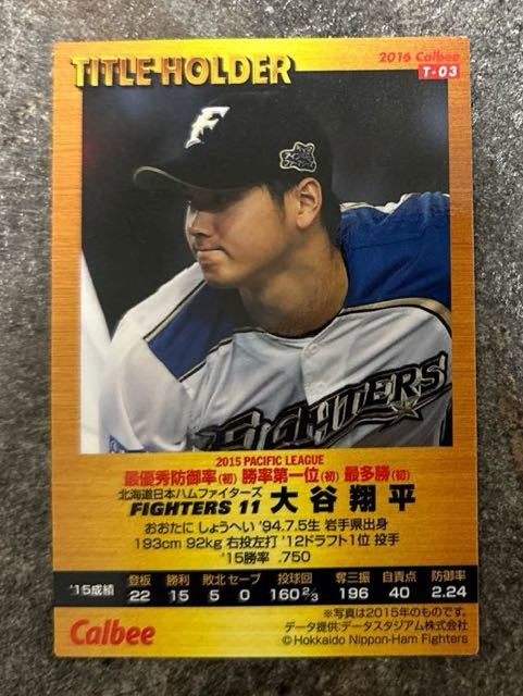 大谷翔平 カルビープロ野球チップス 2016 第1弾 タイトルホルダー