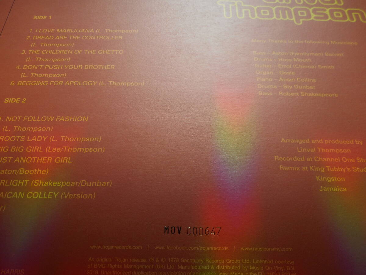 Linval Thompson I Love Marijuana Music On Vinyl MOVLP2346_画像3