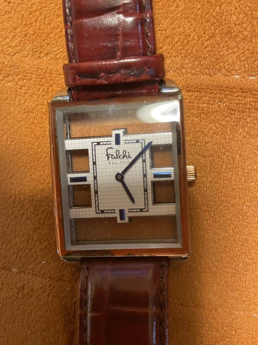 Falchi New York ファルチ ニューヨーク メンズ　腕時計 クオーツ スケルトン FR-068 レザー 1904-02-28_画像1