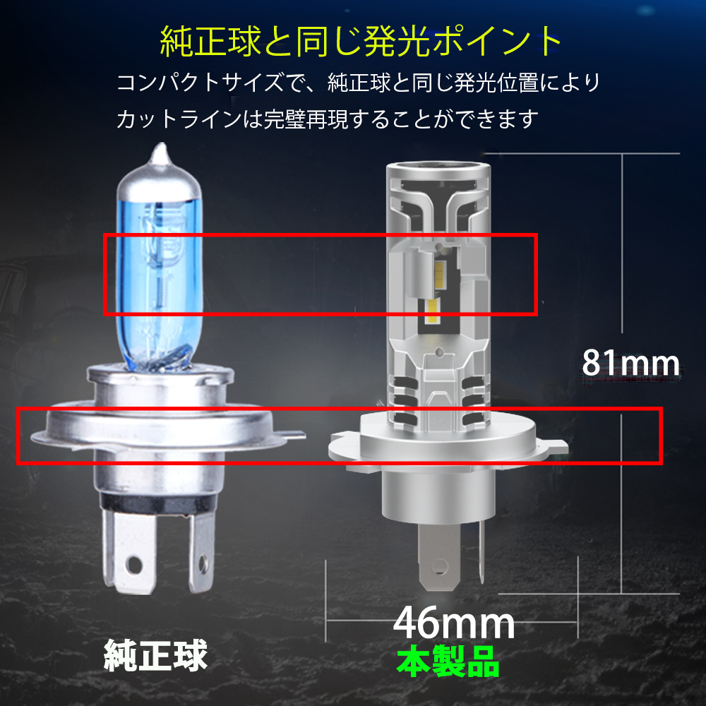 2024新発売 LEDヘッドライト M6S フォグランプ H4 H7 H8 H9 H11 H16 HB3 HB4 HIR2 新車検対応 ポンつけ 12V 60W 18000LM 6500K 2本 1年保証_画像3