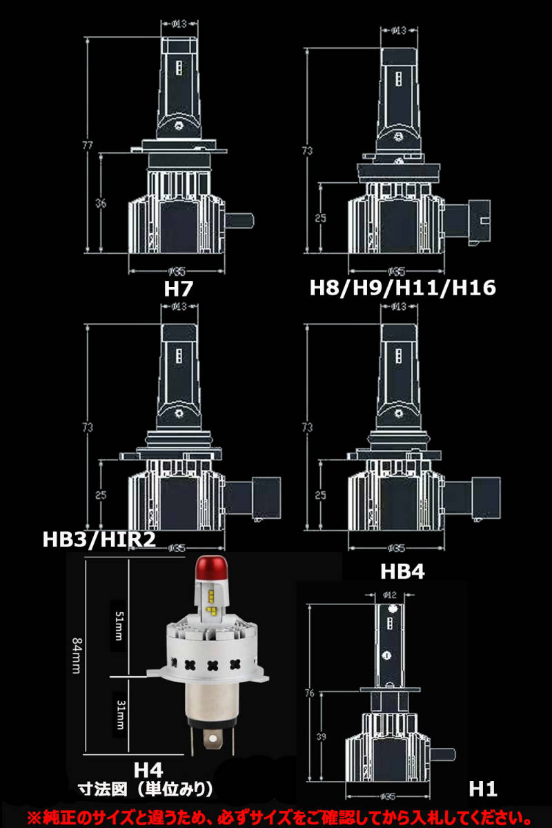 LEDヘッドライト フォグランプ 9SF H7 HB4 12V 60W 12000ルーメン 6500K 2本setの画像3