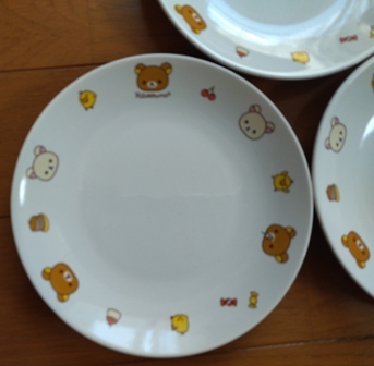 レトロ　Rilakkuma　リラクマ　お皿　プレート　丸皿　3枚　SAN-X 2009　Joshin　Rilakkuma　2009年製　ノベルティ_画像2