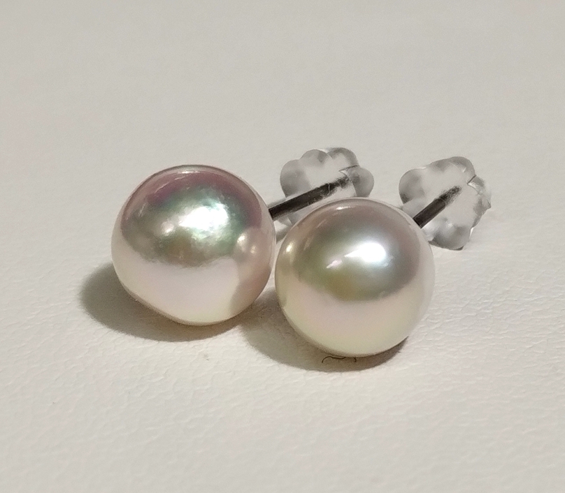 ◆照り艶綺麗 あこや真珠 アコヤ 本真珠 約7.5-8mm珠 チタンピアス YH-20_画像5